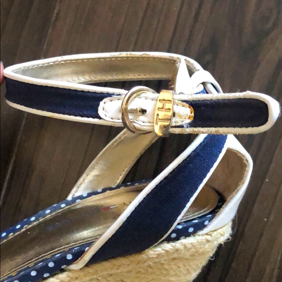 Tommy Hilfiger Navy and White Wedges - Picture 10 of 12